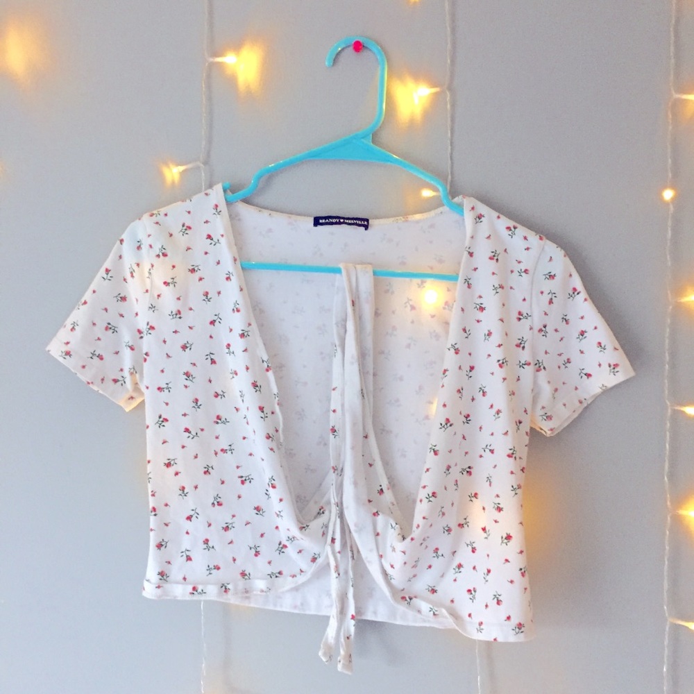 brandy floral front wrap top